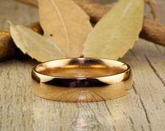 Handmade Rose Gold Dome Plain Wedding Band, Men ring, Couple Ring, Titanium Ring, Anniversary Ring