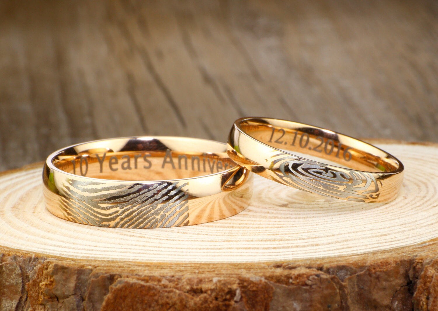 Custom Fingerprint Ring Personalized Ring Modern Wedding Bands