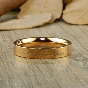 Personalized PROMISE RING , Rose Gold Titanium Rings 4mm