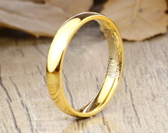 Personalized Actual Fingerprint Ring, Custom Memorial Ring, 18K Gold Titanium Wedding Band, Anniversary Gift for Her, 4mm