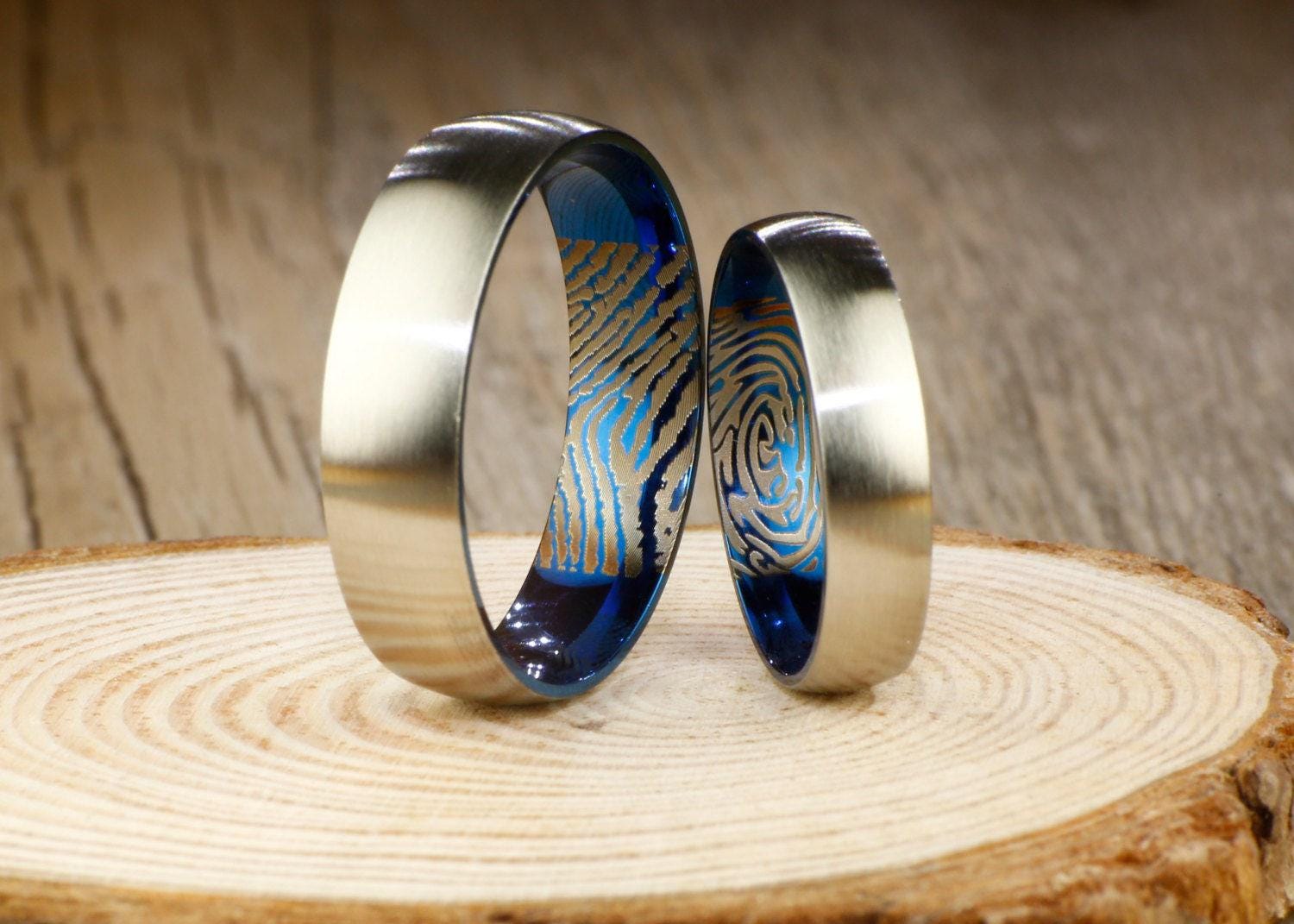 Record Design Inner Ring Custom Inner Fingerprint Ring, Personalized Ring, Simple Wedding Bands ...