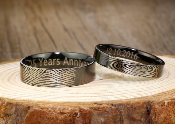 Black titanium rings for her clearance