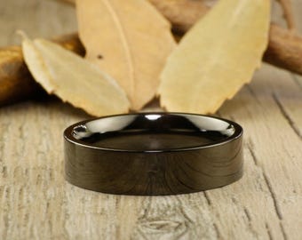 WEDDING RING - Valentine's Day gift Black Titanium Rings 6mm