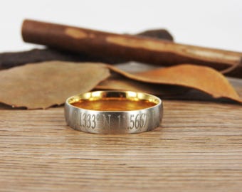 Latitude Longitude Dome Ring, Coordinate Ring, Longitude Latitude, Personalized Ring, Personalized Jewelry,ring coordinates