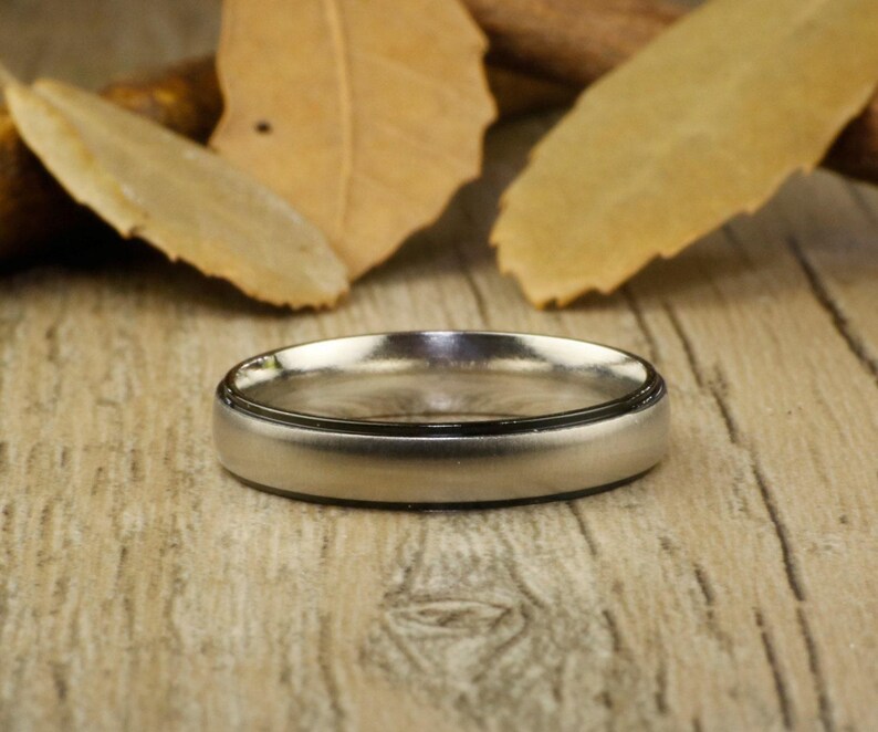 Handmade Dome Matte Wedding Bands, Couple Rings Set, Titanium Rings Set, Anniversary Rings Set image 3