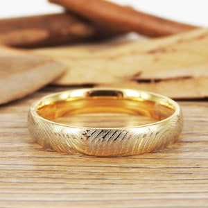 Personalisierter Fingerabdruck Ring : Gold Titan Ehering , 4 mm