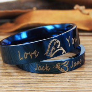 Handmade Two Heart become One Heart Matching Wedding Rings, his and her promise ring, Wedding Rings Set, couple rings