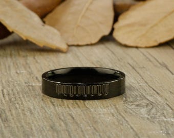 Alliance avec code-barres à personnaliser fait main, bague pour femme, bague pour couple, bague en titane, bague d'anniversaire