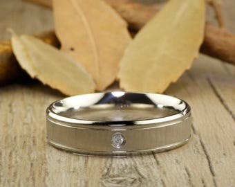 Handmade Men Wedding Ring Bands, Diamond Ring, Men Wedding Bands, Men Rings, Couple Ring, Titanium Ring, Anniversary Ring