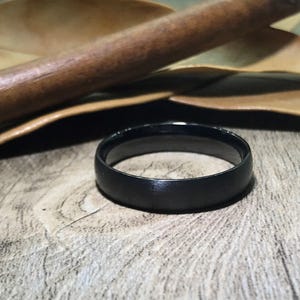 Handmade Black Dome Plain Matt Matching Wedding Bands, Couple Rings Set, Titanium Rings Set, Anniversary Rings Set 5mm