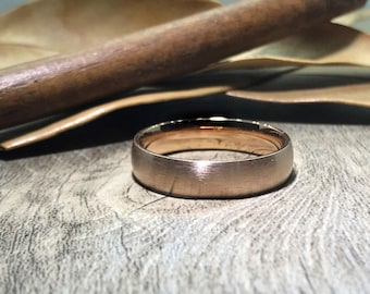 Handmade Rose Gold Dome Plain Matt Wedding Band, Men ring, Couple Ring, Titanium Ring, Anniversary Ring 5mm