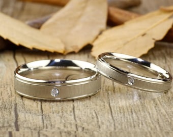 Titanium Wedding Band,Wedding Band Set Matching,Titanium Wedding Band Matching,His Hers Wedding Ring,6mm,4mm,Women,Mens,Male,Female,Couple