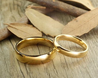 Special Custom Valentine&#39;s day Gifts for Couple, His & Hers Mens Womens Matching 18K Gold Wedding BandsTitanium Rings Set Free Engraving New