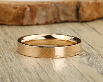 Handmade Rose Gold Flat Plain Promise Ring, Wedding Band, Women Ring, Couple Ring, Titanium Ring, Anniversary Ring, Brial Ring, Custom Ring