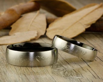 New Special Custom Christmas Gifts for Couples, Express service, Black Matte Titanium Wedding Bands Rings Set  Free Engraving