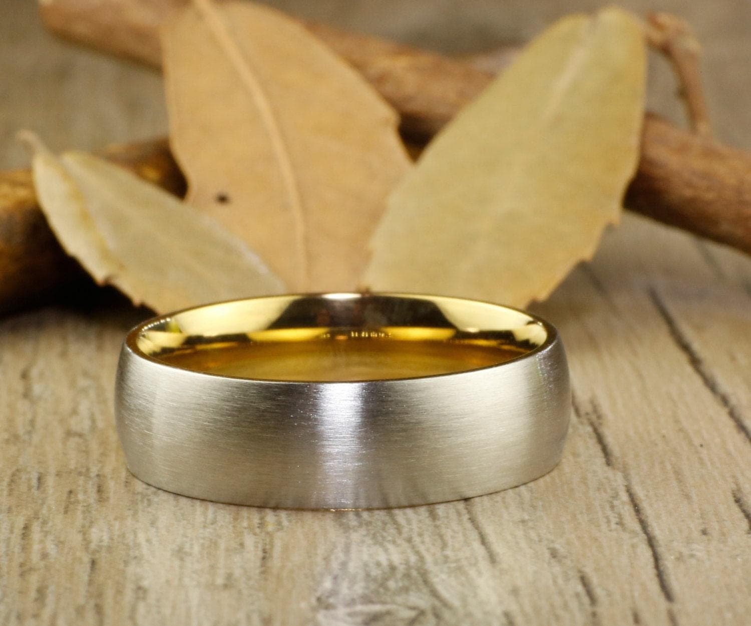 Handmade Gold Matte Wedding Band, Men Ring, Couple Ring, Titanium Ring, Anniversary Ring, Promise Ring