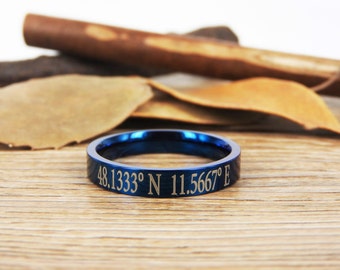 Latitude Longitude Ring, Coordinate Ring, Longitude Latitude, Personalized Ring, Personalized Jewelry,ring coordinates