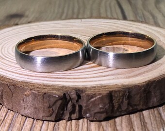 Hers and Hers Handmade Rose Gold Matte rings, Couple Rings Set, Titanium Rings Set, Anniversary Rings Set