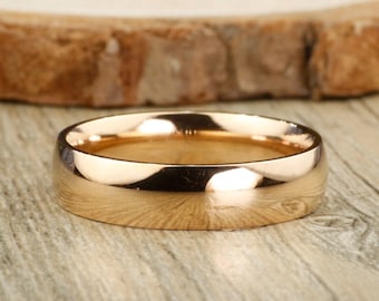 Handmade Rose Gold Dome Plain Wedding Band, Men ring, Couple Ring, Titanium Ring, Anniversary Ring