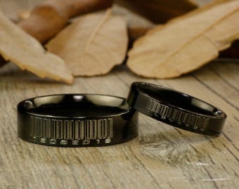 Special Custom Valentine's day Gifts for Couples, Express service, His and Her Promise Rings  - Black Wedding Titanium Rings Set