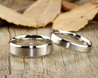 Handmade Matte Wedding Bands, Couple Rings Set, Titanium Rings Set, Anniversary Rings Set