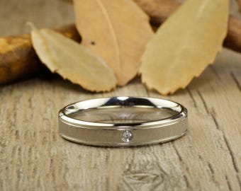 WEDDING RING - Special Valentine's Day gift Diamonds  Titanium Rings 4mm width