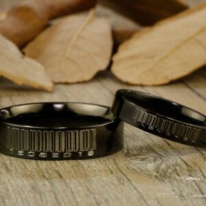 Handgemachte anpassen Barcode passende Eheringe, paar Ringe Set, Titan Ringe Set, Jahrestag Ringe Set