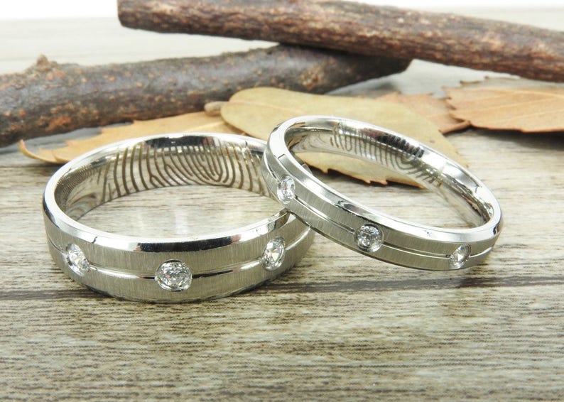 Custom Inner Fingerprint Rings Couple Rings Handmade Cubic - Etsy