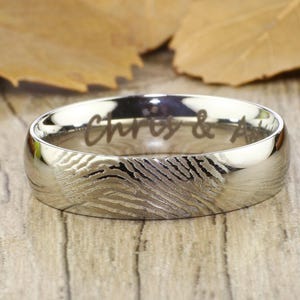 Your Actual Finger Print Rings, PROMISE RING - Men Ring, Sliver Titanium Rings 6mm