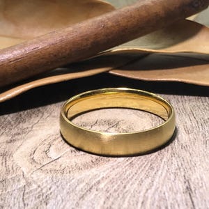 Handmade Gold Dome Plain Matt Bridal Ring, Promise Ring,  Wedding Band, Women Ring, Couple Ring, Titanium Ring, Anniversary Ring 5mm