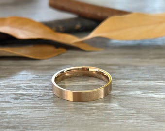 Handmade Flat Rose Gold Plain Matte Satin Wedding Band, Women Ring, Couple Ring, Titanium Ring, Anniversary Ring, Promise Ring, Bridal Ring