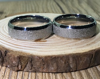 His and his Handmade Wedding Bands, Couple Rings Set, Titanium Rings Set, Anniversary Rings Set