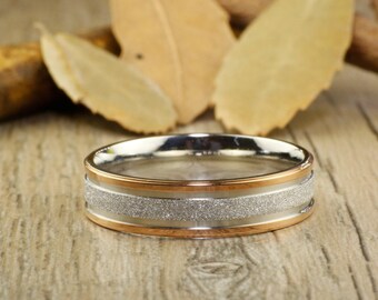 ANNIVERSARY RING - Rose Gold  Titanium Rings 6mm width