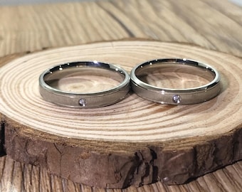 Hers and Hers Handmade Matte rings, Couple Rings Set, Titanium Rings Set, Anniversary Rings Set