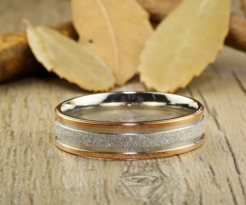 ANNIVERSARY RING Rose Gold Titanium Rings 6mm width