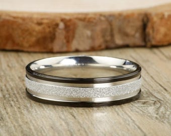 Handmade Black Rings, Men Wedding Bands, Men Wedding Ring, Titanium Ring, Anniversary Ring, Special Rings, Custom Rings, Anysize 6mm width