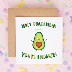 Saint guacamole ! Vous êtes fiancé, cartes de fiançailles, félicitations pour votre carte de fiançailles, carte de mariage, cartes de mariage végétaliennes #381
