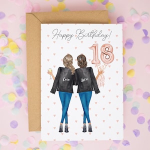 Tarjeta de cumpleaños número 18, tarjeta de cumpleaños para hermana, tarjeta de cumpleaños para mejor amiga, decimoctavo cumpleaños, tarjeta de amistad, tarjeta de cumpleaños número 18 personalizada #701