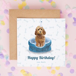 Cockapoo Geburtstagskarte, Hundemutter Geburtstagskarte, Haustier Geburtstagskarten, Hundegeburtstagskarten, Karten vom Hund, personalisierte Hundekarten #721