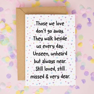 Those We Love Don&#39;t Go Away, Sympathy Cards, Condolences Cards, Deepest Sympathy Cards, Family Bereavement Card, Family Loss Card #497