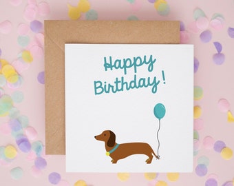 Sausage Dog Birthday Card, Dachshund Birthday Card, Cute Dog Birthday Card, Happy Birthday Sausage Dog, Funny Dog Cards, Dog Birthday #16