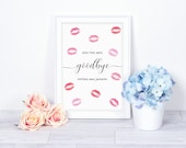 Kiss The Miss Goodbye Simple Wedding Prints Printed or Printable Wedding Signs Design Code 5039