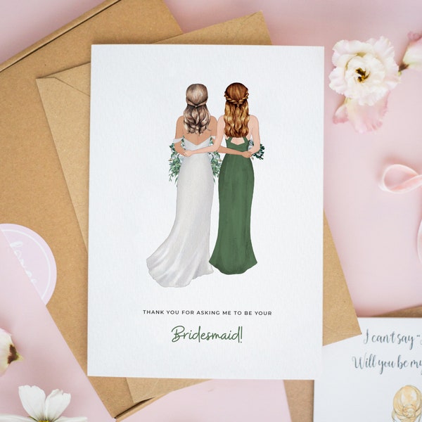 Thanks For Asking Me To Be Your Bridesmaid Card, Bridesmaid Acceptance Card, Yes I'll Be Your Maid of Honour, Bridesmaid Proposal Cards #758