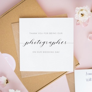 Unser Fotograf sein, Dankes-Hochzeitskarten, Fotografieren unseres Tages, personalisierte Hochzeitskarten, Grußkarte #399