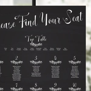 Chalkboard Style, Seating Charts for Easel, Wedding Seating Plan, Foam Board Table Plan, Printed or Printable File, Table Plan 10 image 2