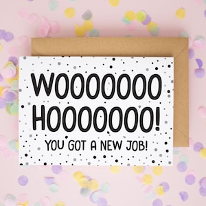 Waouh ! Nouvelle carte de travail, Félicitations pour votre nouvelle carte de travail, cartes de félicitations, nouvelle carte de travail, cartes personnalisées, carte n° 859 désolé de votre départ