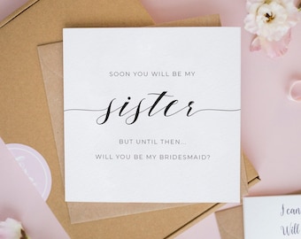 Binnenkort zul je mijn zus zijn, maar tot die tijd... Gepersonaliseerde kaarten voor bruidsmeisjes, kaarten voor bruidsmeisjes, kaarten voor bruidsmeisjes #508