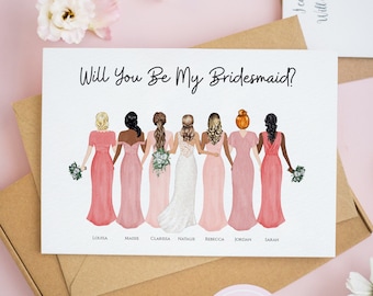 Personalised Will You Be My Bridesmaid Card, Bridesmaid Proposal Cards, Bridesmaid Information Card, Thank You Bridesmaid Card, Gifts #604