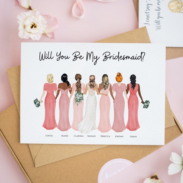 Personalised Will You Be My Bridesmaid Card, Bridesmaid Proposal Cards, Bridesmaid Information Card, Thank You Bridesmaid Card, Gifts #604