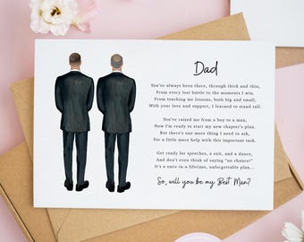Personalised Dad Will You Be My Best Man Card, Father of the Groom Card, Personalised Groomsman Proposal Cards, Best Man Cards #927